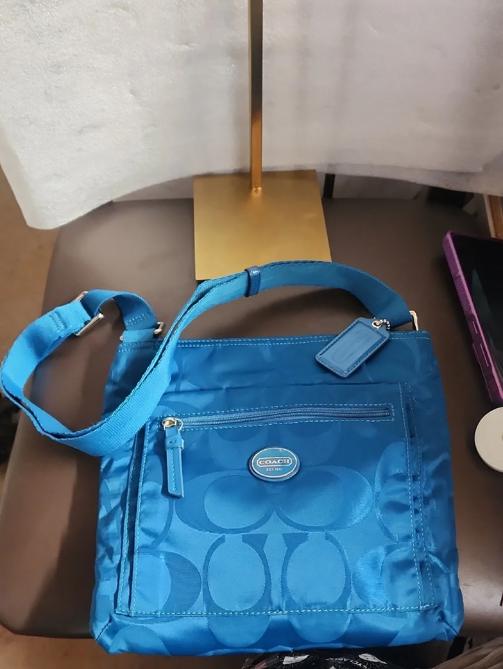 Coach Euc 2013 Turquoise Blue Signature Crossbody Bag - Picture 10 of 10